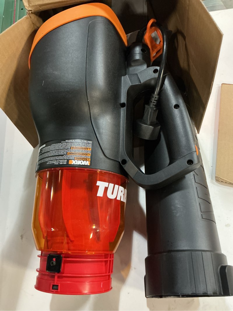 Condition photo showing Good Condition for worx 12 amp electric leaf blower, turbine blower for lawn care with 600 cfm & 2 speed control, corded, wg520