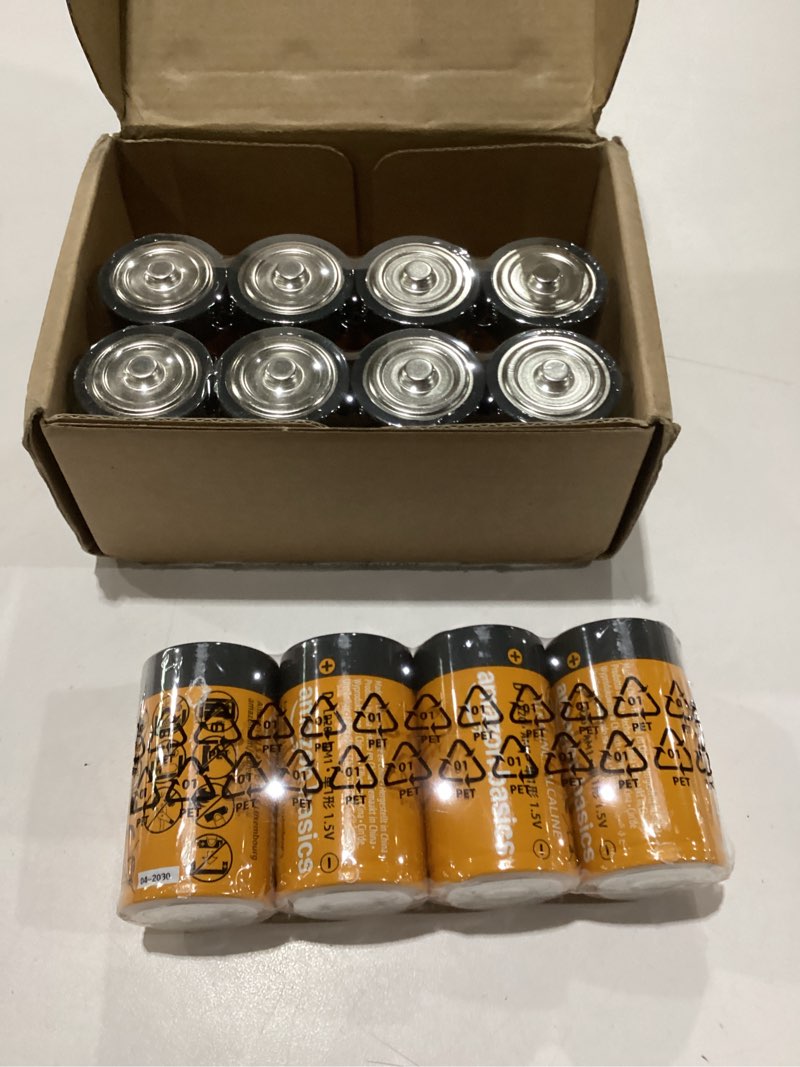 Condition photo showing New/Like New for amazon basics 12-pack d cell alkaline all-purpose batteries, 1.5 volt, 5-year shelf life 12 count (pack of 1)