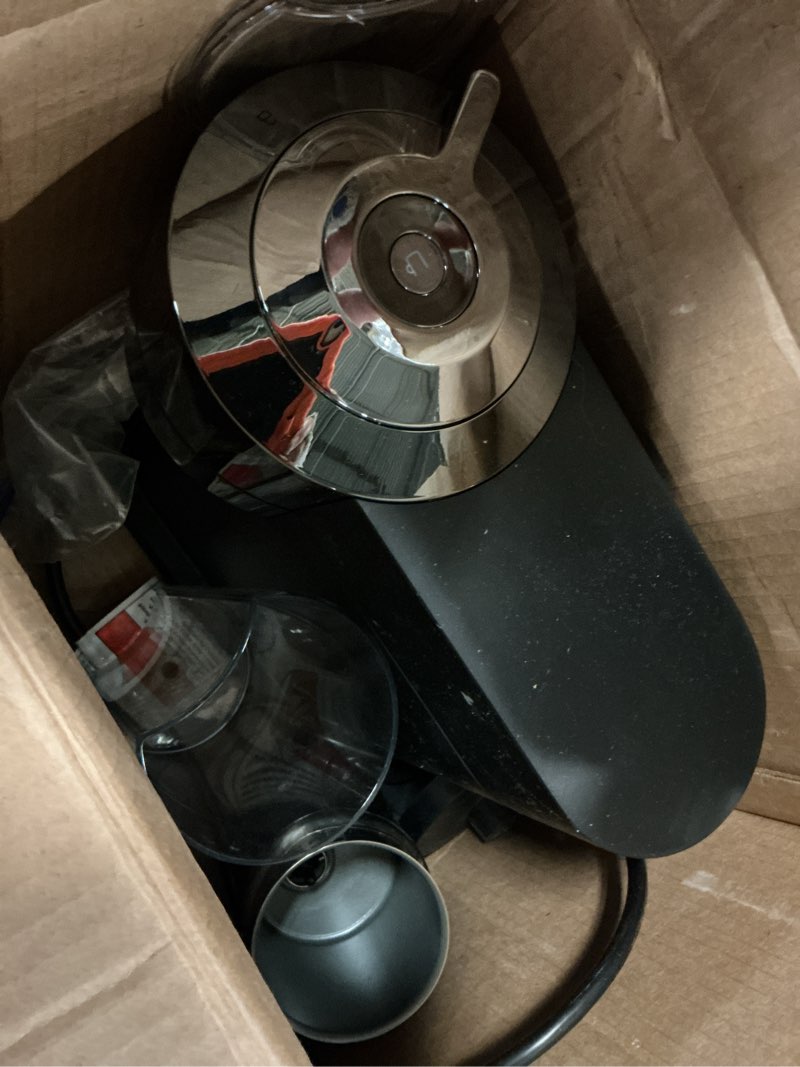 Condition photo showing As Is for nespresso vertuo next deluxe coffee and espresso maker, pure chrome with aeroccino milk frother,1.1 liter, black,dark chrome chrome machine + milk frother