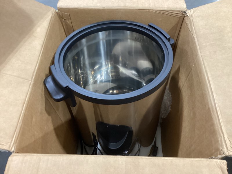 Condition photo showing As Is for wantjoin water bath canner - 33qt stainless steel electric canner 1800w, adjustable temperature 86-212°f & timer 30-180min for home canning, includes rack jar lifter funnel, makes 11 quart jars