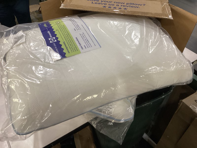 Condition photo showing New/Like New for Sealy Dreamlife Queen Size Memory Foam Cooling Pillow with Surface Guard Technology, Removable Machine-Washable Cover, 1 Year Limited Warranty, White (2 Pack) 2 pack Queen