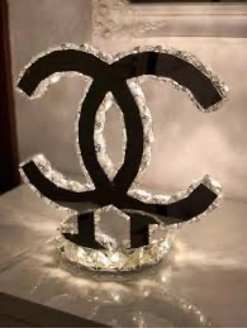 B&S Lighting Inc Crystal 13" Chrome Sign With Two Colors Led Table Decor