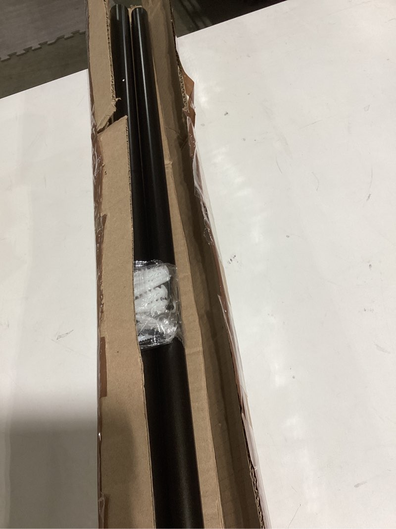 Condition photo showing Good Condition for 1-1/8 inch diameter dark bronze curtain rods with carved acanthus leaves finial, 72-144'' telescoping single curtain rods for window width 68-140 inch, 1 pack dark bronze 72-144''