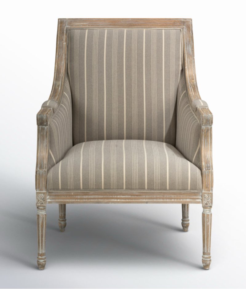 Rowena 29" Wide Armchair Fabric: Taupe Striped
