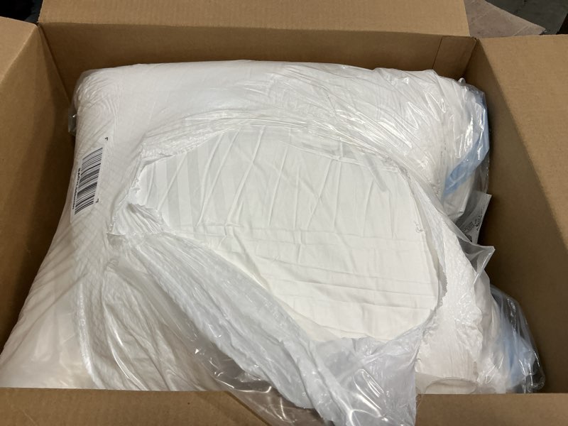 Condition photo showing Good Condition for Beckham Hotel Collection Euro Size Throw Pillows (Set of 2), 26 x 26 Down Alternative Pillow Insert for Bed, Couch, and Sofa European White