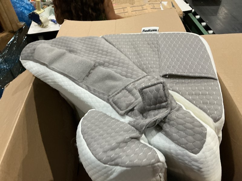 Condition photo showing As Is for bedluxe wedge pillow headboard, 3pcs orthopedic bed wedge pillows set for after surgery, adjustable pillow wedge for acid reflux&back pain relief, sleeping, back pillow for bed sitting up, white/grey