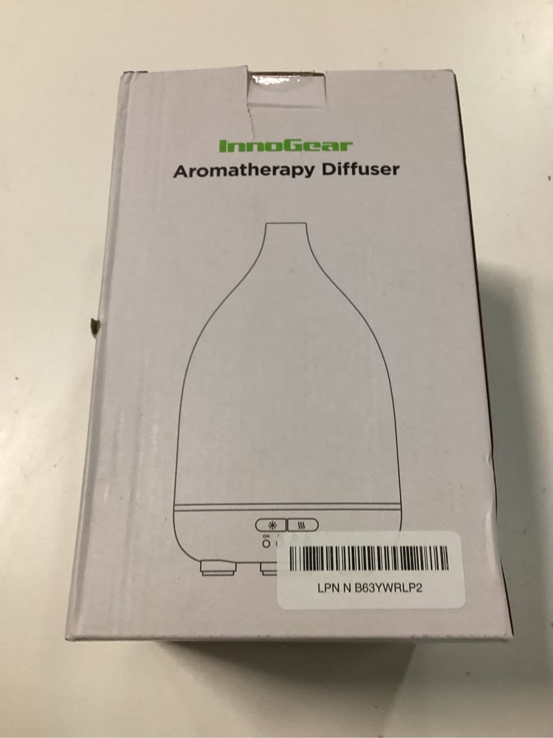 Condition photo showing New/Like New for innogear oil diffuser, 300ml ceramic diffuser for essential oils handcrafted aromatherapy diffuser ultrasonic cool mist humidifier with 4 timers waterless auto off for room office, white white large