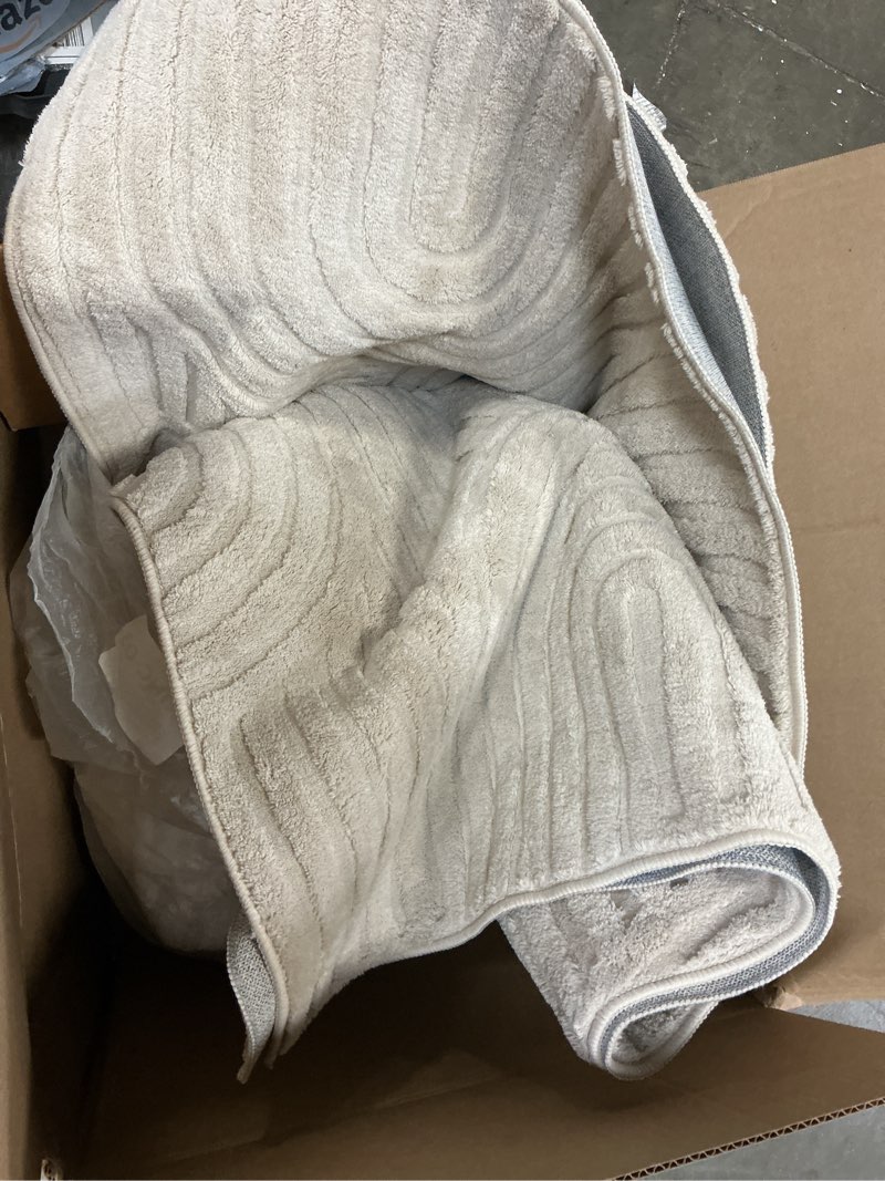 Condition photo showing As Is for safavieh saylor 100 collection area rug - 5'5" x 7'7", ivory, modern