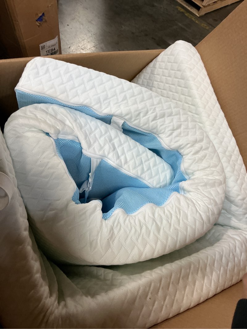 Condition photo showing As Is for 3 inch gel memory foam mattress topper queen size, cooling bed topper for pressure relief with removable breathable soft cover, certipur-us certified 3 inch(topper with white cover) queen