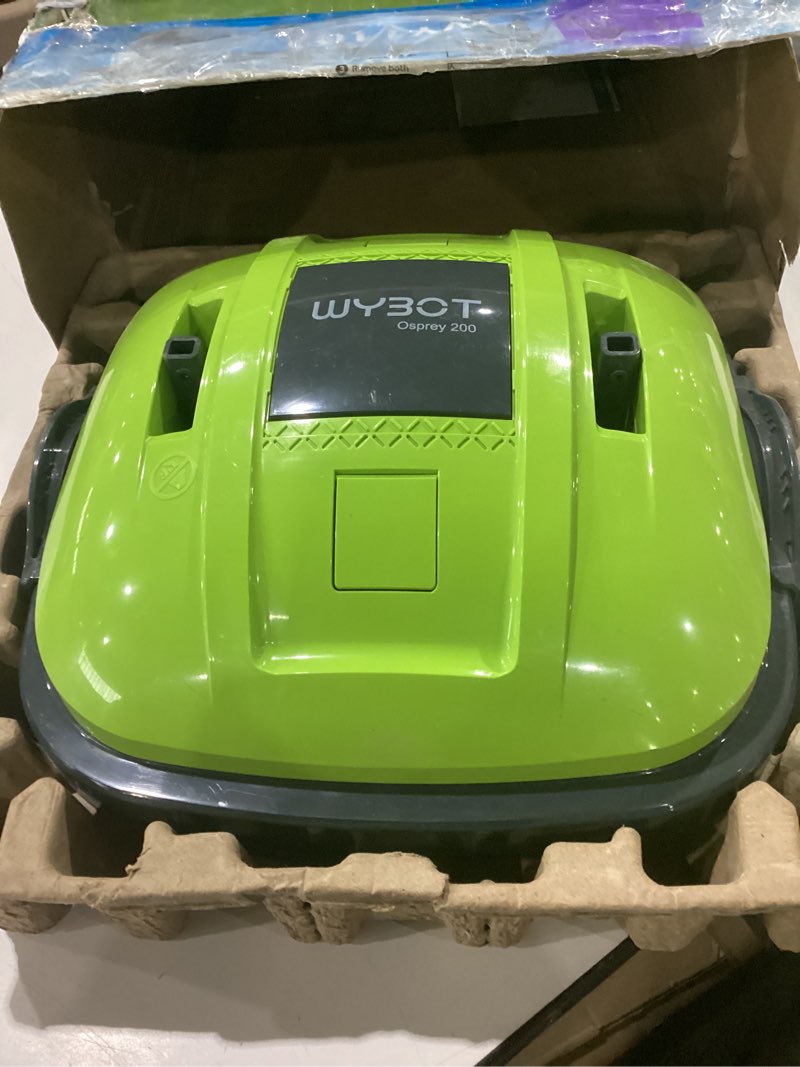Condition photo showing As Is for NOT TESTED WYBOT Osprey 200 Cordless Robotic Pool Vacuum, Dual-Motor, Powerful Suction,180?m Fine Filter, Automatic Pool Cleaner, Self-Parking, Ideal for Above Ground Flat Pool, Dark Blue