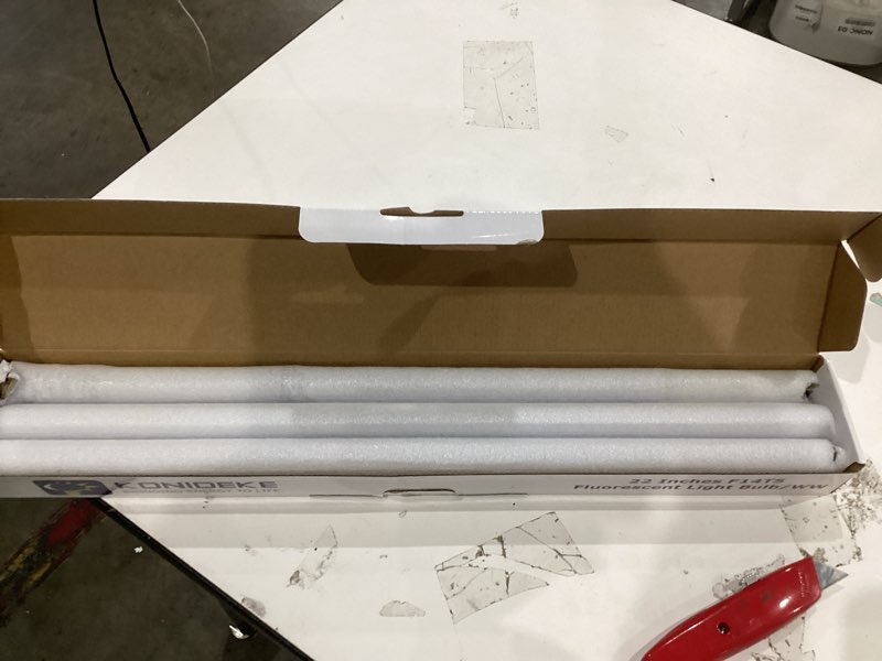 Condition photo showing As Is for 22 inch t5 fluorescent light bulb 14 watt f14t5/ww compatible with sylvania satco philips ge under cabinet lamp light 3000k warm white 800 lumen g5 base 6 count
