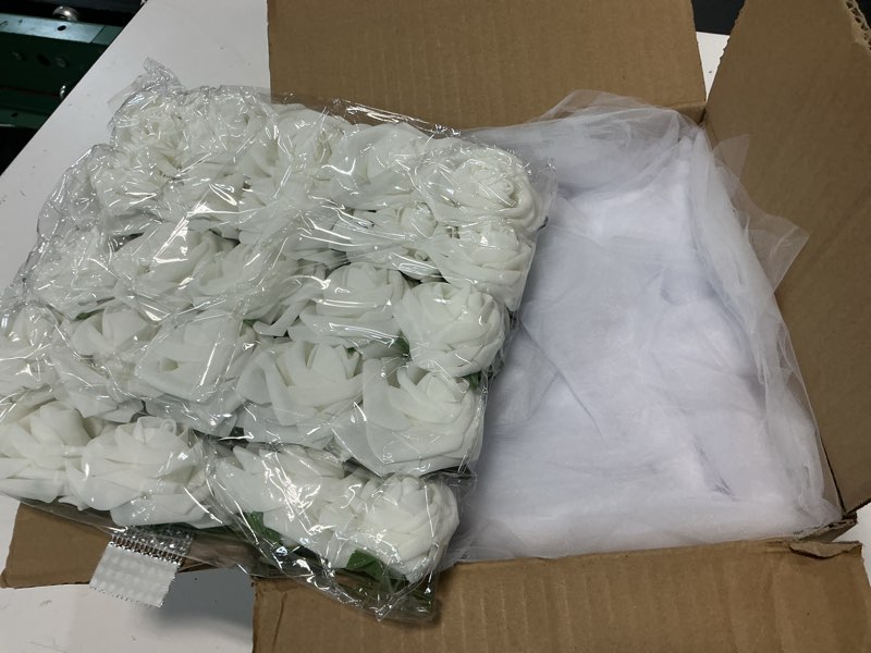 Condition photo showing New/Like New for olgaa wedding aisle decorations for ceremony set of 24,wedding chair pew flowers church decorations with artificial white roses flowers rhinestone for weddings party bench pew aisle decor