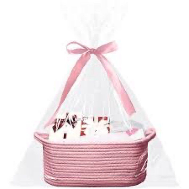 Poschnor Easter Gift Basket Empty with Gift Bags and Ribbons, Woven Cotton Rope Basket for Gifting, 