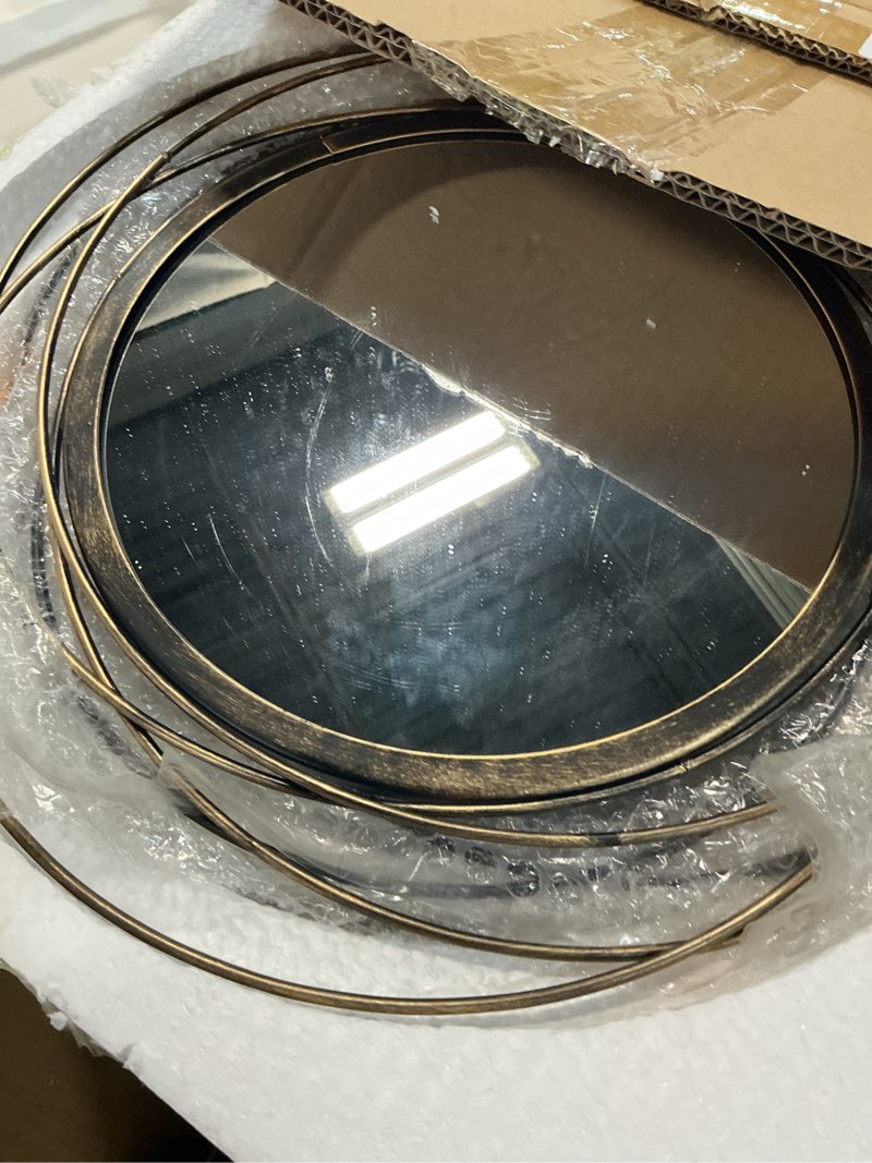 Condition photo showing Good Condition for Hicarer 4 Pcs Decorative Wall Mirror Round Modern Circle Mounted Mirror Metal Wall Art Decor for Bedroom Living Room Entryway Dining Room Hallway (Bronze)