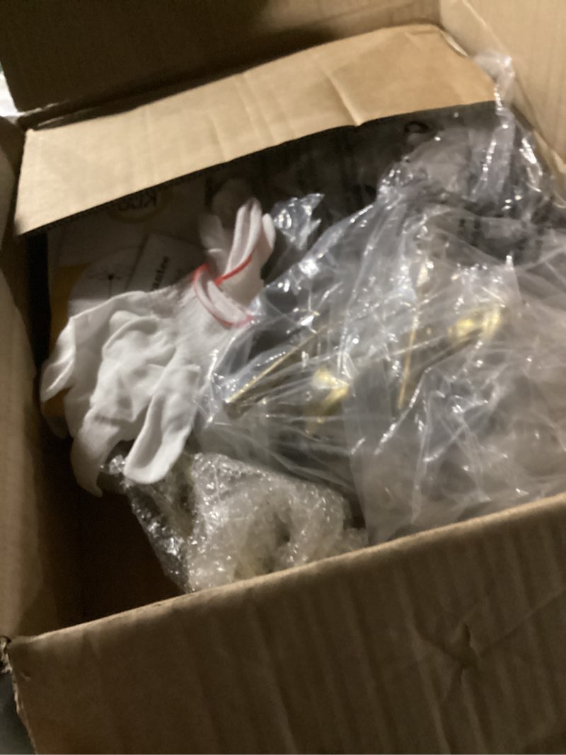 Condition photo showing As Is for KCO Lighting Green Glass Pendant Light 5 Light Large Globe Chandelier Brushed Brass Sputnik Chandelier Mid Century Modern Chandelier Light Fixture for Dining Room Bedroom 5 Light-Green