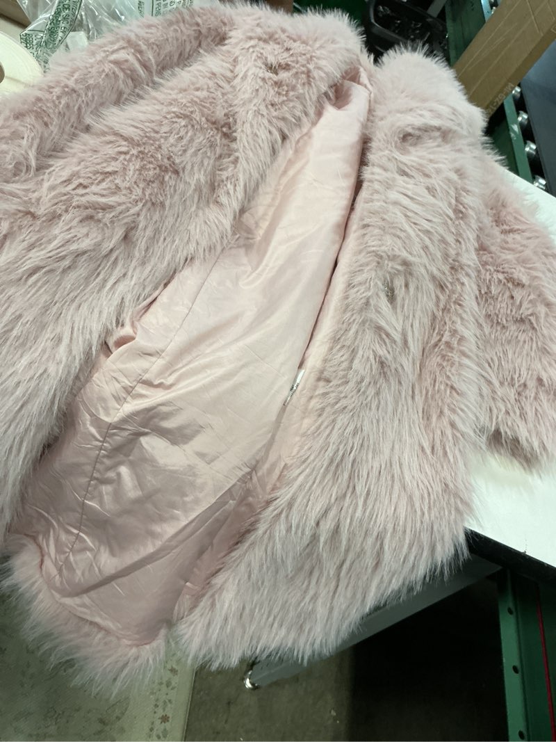 Condition photo showing As Is for flygo womens long faux fur coats winter fluffy open front luxury overcoat shaggy lapel long sleeve fuzzy warm cardigan jacket pink large