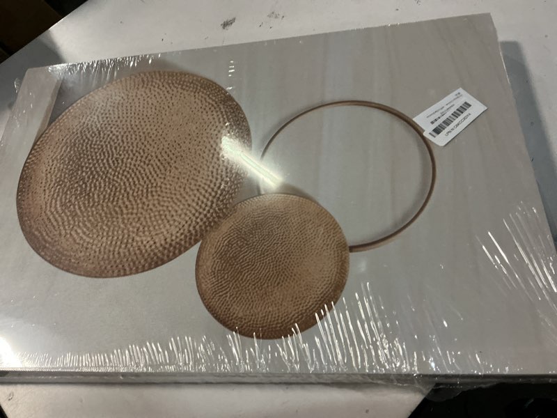 Condition photo showing New/Like New for 3 pcs abstract gold geometric boho canvas wall art mid century modern minimalist aesthetic luxury metal artwork pictures wall decor posters prints for living room bedroom office home decoration platinum abstract-canvas 16x24 in