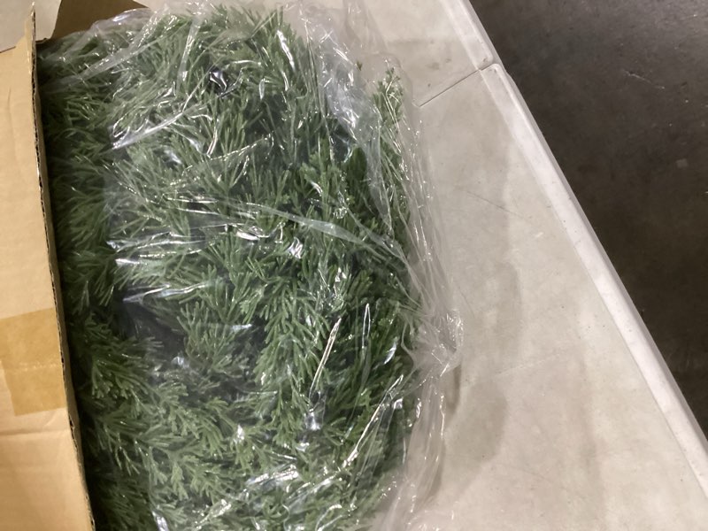 Condition photo showing New/Like New for 6FT Faux Cedar Garland, Real Touch Christmas Cypress Garland, Realistic Pine Cypress Bendable Branches for Mantel Decor Fireplace Staircase Table Centerpiece Indoor Outdoor Holiday Winter Decor B-Thick & Lush 6FT
