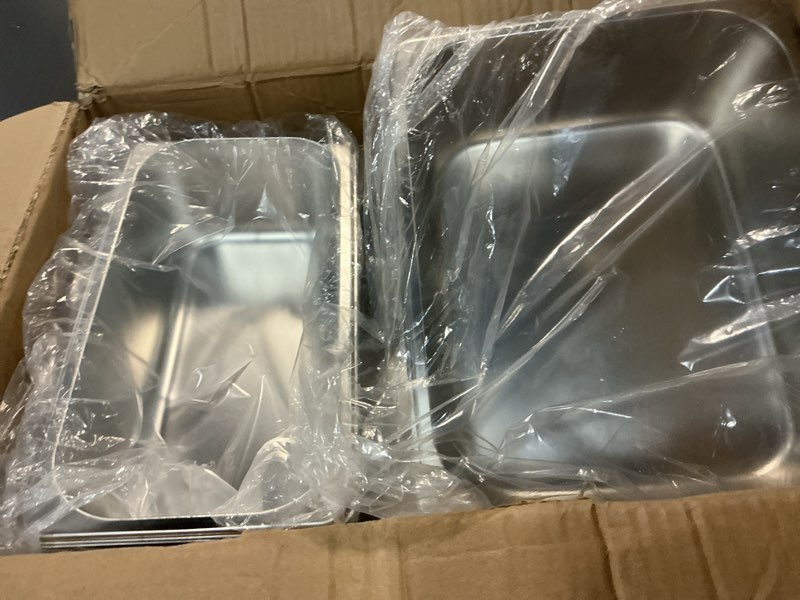Condition photo showing Good Condition for maxdot 12 set stainless steel hotel pan 1/1 1/2 1/3 size 4 inch deep, stainless steel steam table pan, commercial food pans for restaurant catering salad bar party supplies metal steam tray