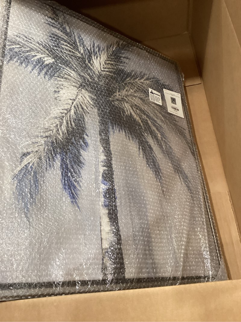 Condition photo showing Good Condition for stupell industries grey modern palm tree framed floater canvas wall art by nan | stupell industries | gray, 17 x 21 inches, easy to hang and sturdy, made in usa, by nan luster gray (matte) floater frame (1.7"d) 17"l x 21"w