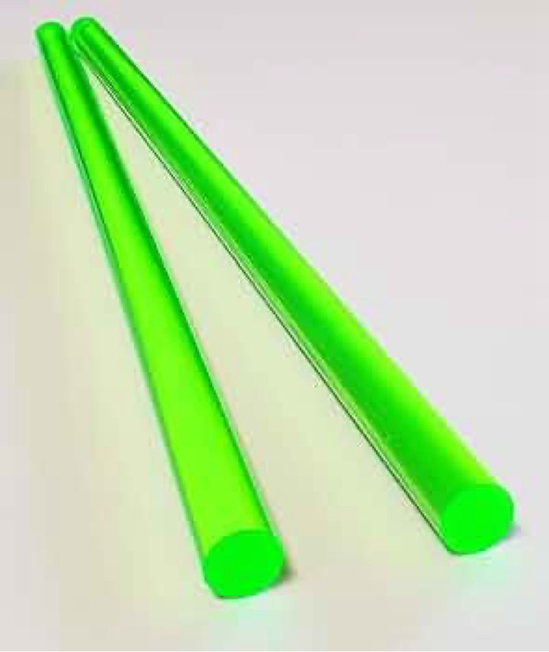 Acrylic Lucite Rod Dowel - 3/8" x 24" (9.525mm x 610mm) - Lot of Two Rods (Lime)