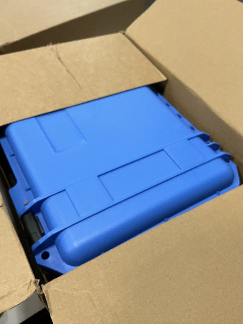 Condition photo showing Good Condition for relaxweex 1 pcs 16.3 x 12.4 x 6.5 inch waterproof hard case with diy customizable foam insert portable protective case with knife for camera drones equipments tools test instruments (blue) 16.3 x 12.4 x 6.5 inch blue