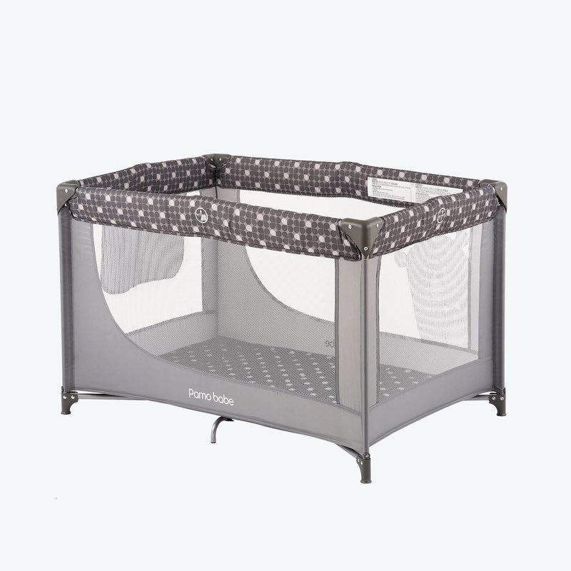 Pamo Babe Portable Crib With Mattress & Carry Grey