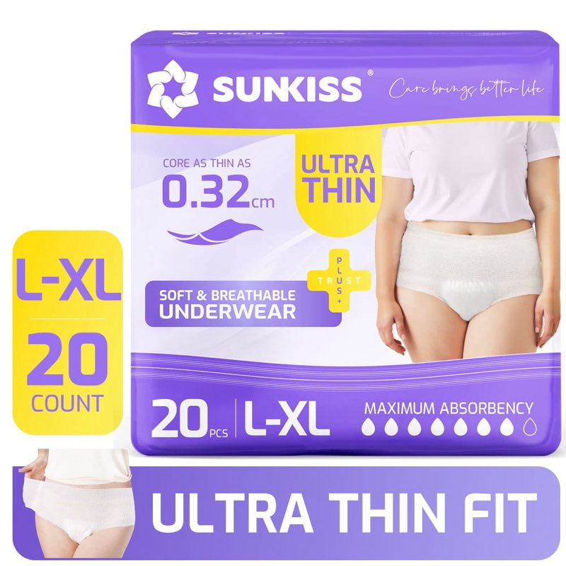 sunkiss ultra thin incontinence underwear for women, high absorbency & super soft postpartum diapers