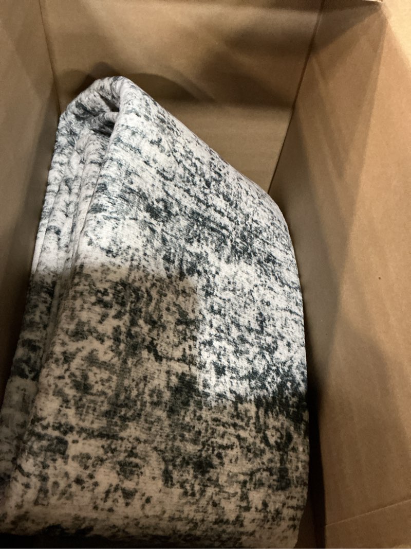 Condition photo showing As Is for washable area rug 5' x 7' vintage traditional persian mat - foldable distressed non-slip machine washable carpet for living room bedroom kitchen home decor - graphite and mist graphite and mist 5' x 7' (rectangular)