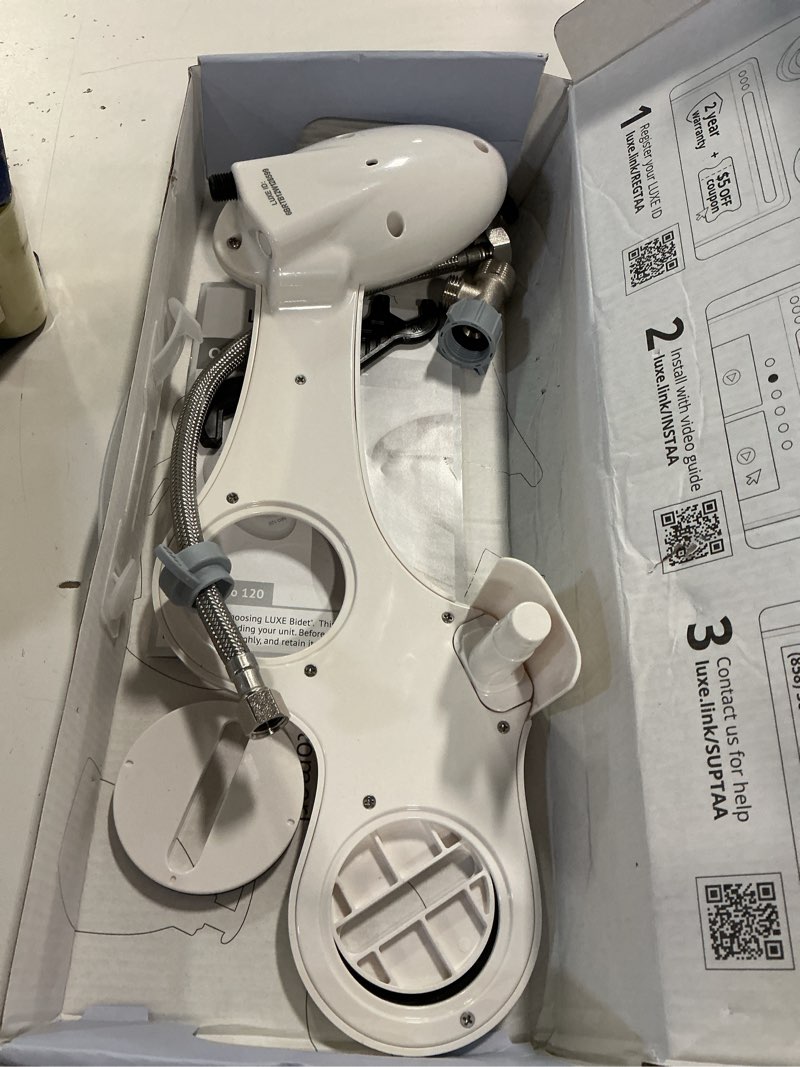 Condition photo showing As Is for LUXE Bidet NEO 120 - Single Nozzle, Self-Cleaning, Non-Electric Bidet Attachment for Toilet Seat, Adjustable Water Pressure, Rear Wash (White)