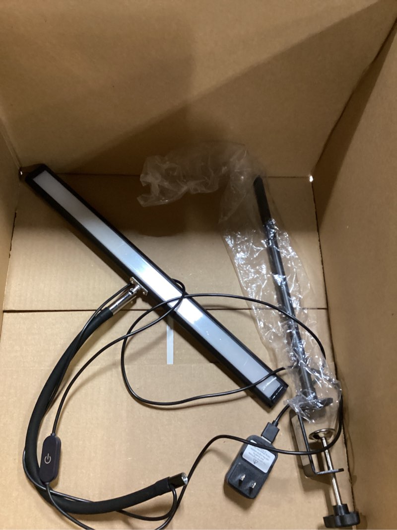 Condition photo showing Good Condition for led desk lamp for office home, eye-caring desk light with stepless dimming adjustable flexible gooseneck, 10w usb adapter desk lamp with clamp for reading, study, workbench (black) black standard