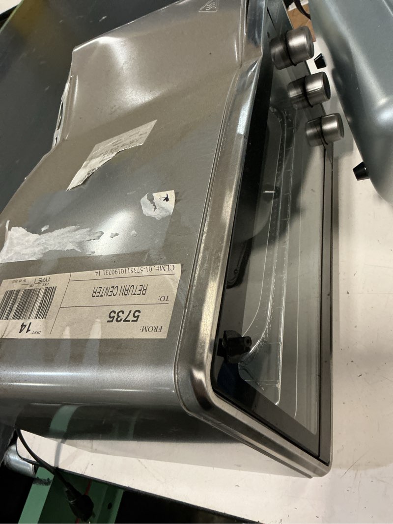 Condition photo showing As Is for black + decker crisp  n bake pro 6-slice air fryer toaster oven with basket  pan  rack & tray  stainless steel