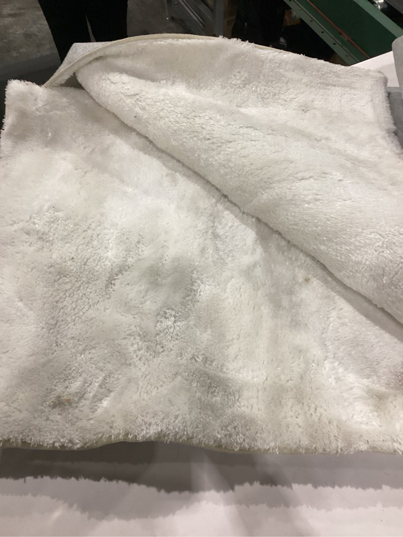 Condition photo showing As Is for nuLOOM 8' x 10' Cozy Plush SuperiorWash Area Rug, Machine Washable, Non-Slip, Soft Fluffy Shag Carpet for Living Room Bedroom Kids Room Nursery Home Decor, Loni White Off White 8' x 10' (Rectangular)