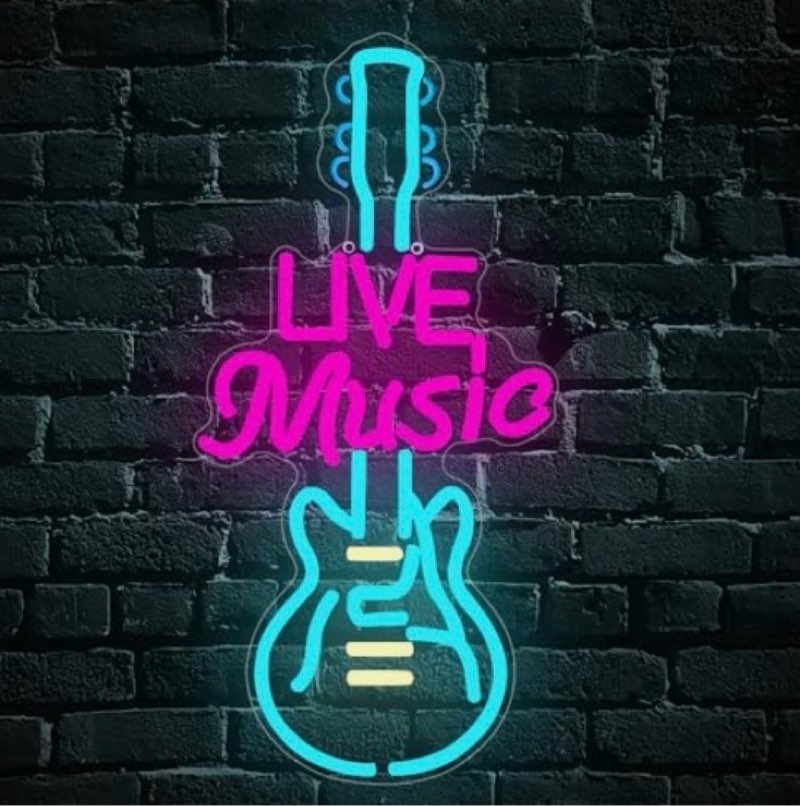 BONPERLA Guitar Live Music Wall Sign, Neon Metal Wall Art, Music Wall Art, Guitar Wall Decor, LED Li