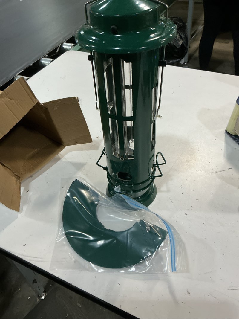 Condition photo showing Good Condition for kingsyard squirrel proof bird feeders with weight-activated perches, metal wild bird feeder for outdoors hanging, 3 lb large seed capacity, green dark green