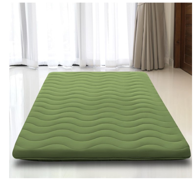 Japanese Floor Mattress, 100% High Density Comfortable Foam, 4" Thicken Foldable Mattress Tatami Mat Sleeping Pad, Ideal for Comfort and Support, Kids Floor Lounger Camping Bed Sofa, Green, Queen 
