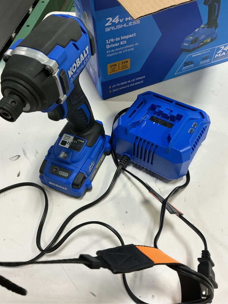 Condition photo showing As Is for kobalt 24-volt 1/4-in brushless cordless impact driver (battery included and charger included and soft bag included) | kid 2024a-03
