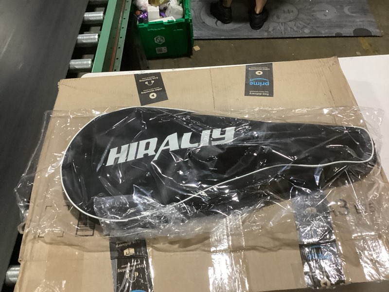Condition photo showing As Is for hiraliy tennis rackets 2 pack for adults beginners - 27 inch lightweight aluminum tennis racquet set with 3 balls & carry bag - vibration dampening & large sweet spot for men women couples black