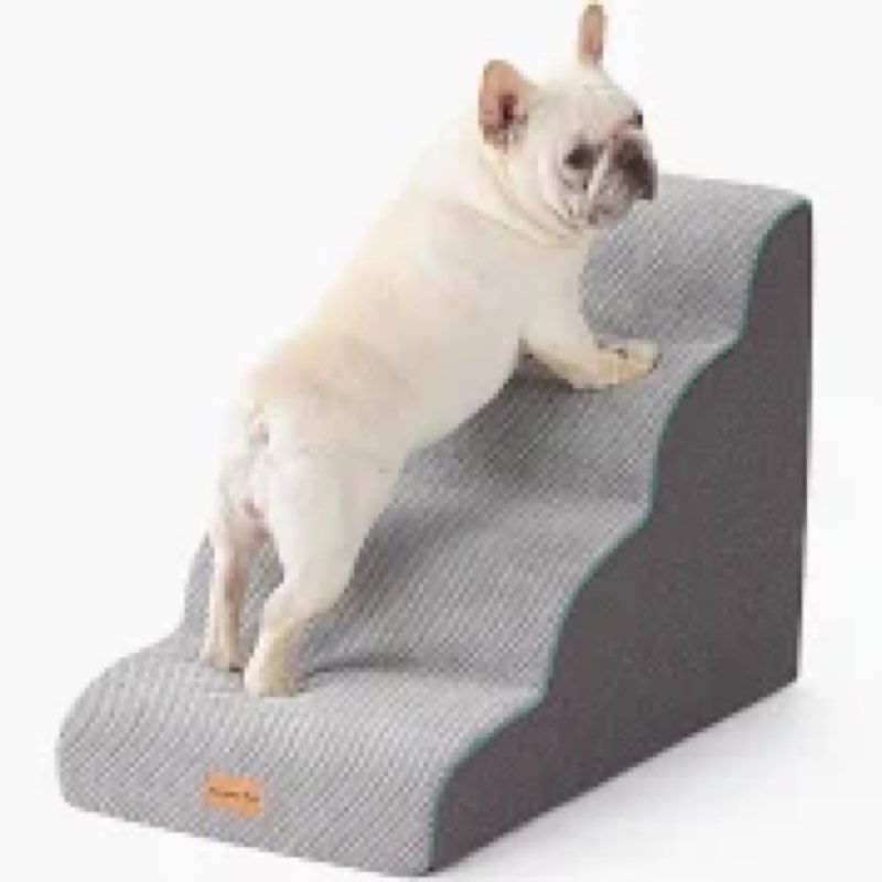 Gardner Pet Dog Stairs for Small Dogs 19.7" H, Curved 4-Step Pet Stairs, Dog Steps for High Bed (18-