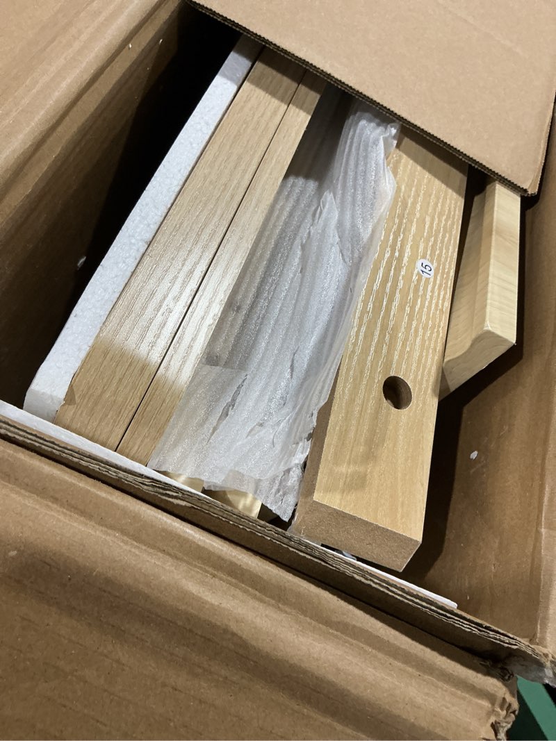 Condition photo showing Good Condition for lyncohome fluted nightstand with charging station, 19.7 inch wide end table with 2 drawers, modern wood bedside table for bedroom,natural,1 pcs 15"d x 19.7"w x 25.5"h?2 drawers? natural 1
