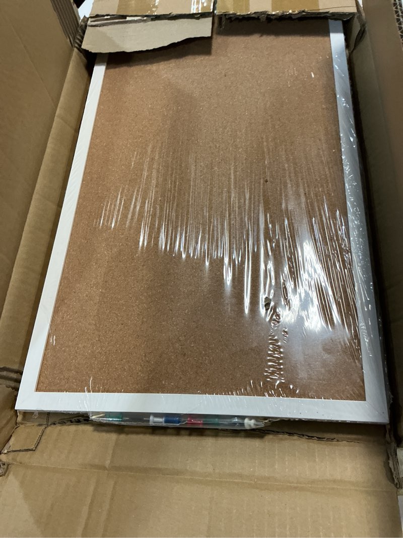 Condition photo showing Good Condition for toraso cork board bulletin board, corkboard for walls with rustic brown frame, large wall mounted cork board with installation kit,11.8" x 35.4" pin tackboard for home,office, school (rmb-rb-3090) brown 11.8"x35.4"