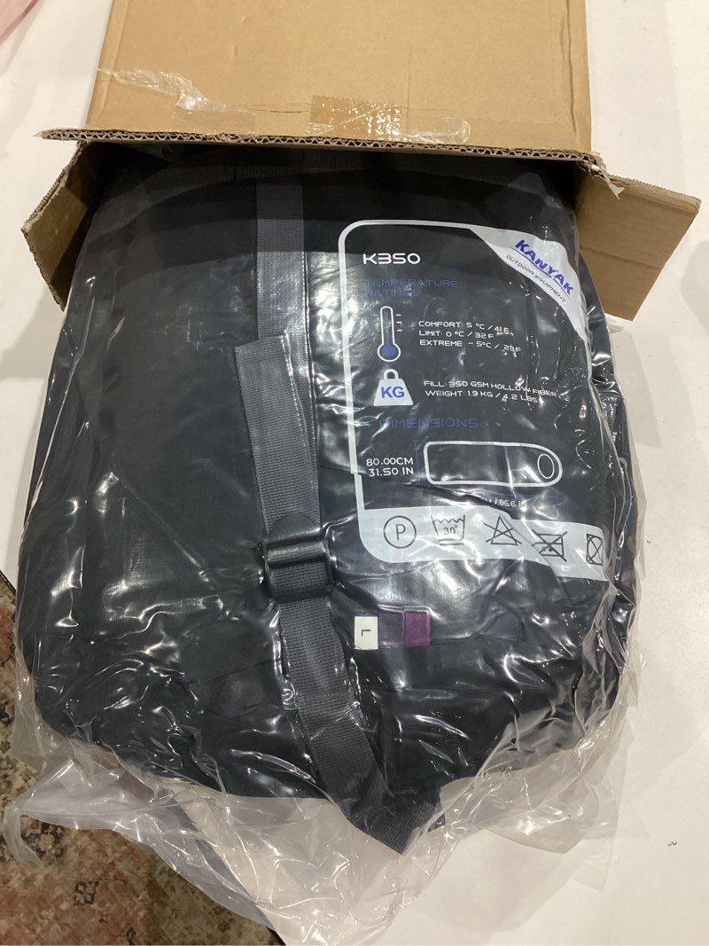 Condition photo showing Good Condition for camping sleeping bag, 32? sleeping bags for adults kids teens cold weather warm sleeping bag winter for 3-4 season camping, camping gear equipment, traveling, and outdoors eggplant & black