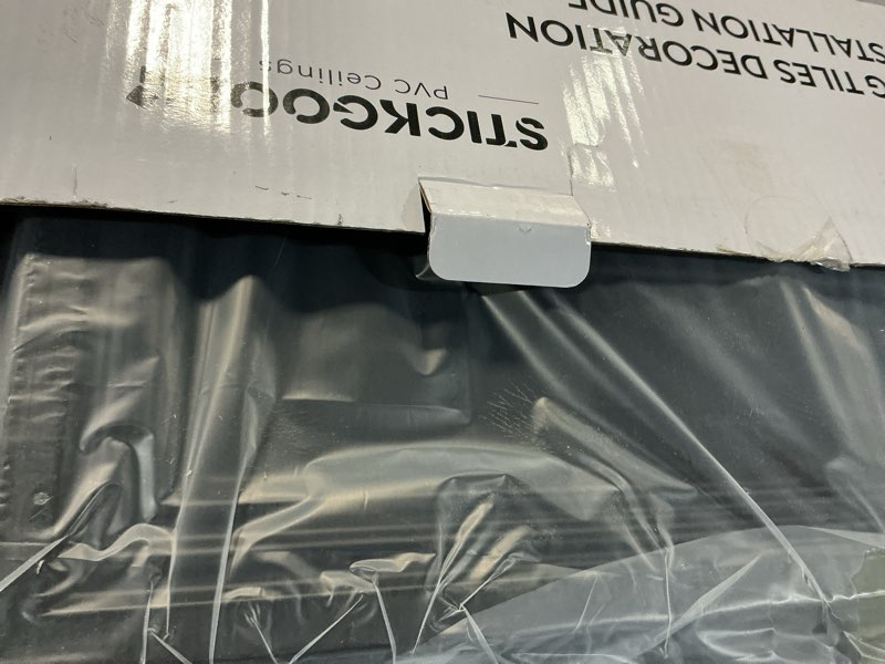 Condition photo showing New/Like New for STICKGOO Black Drop Ceiling Tile 2ft x 2ft, Ceiling Panel High-Grade PVC Coverings 24 x 24in - 12 Pack Cover 48 Sq. Ft 24"x24" Black