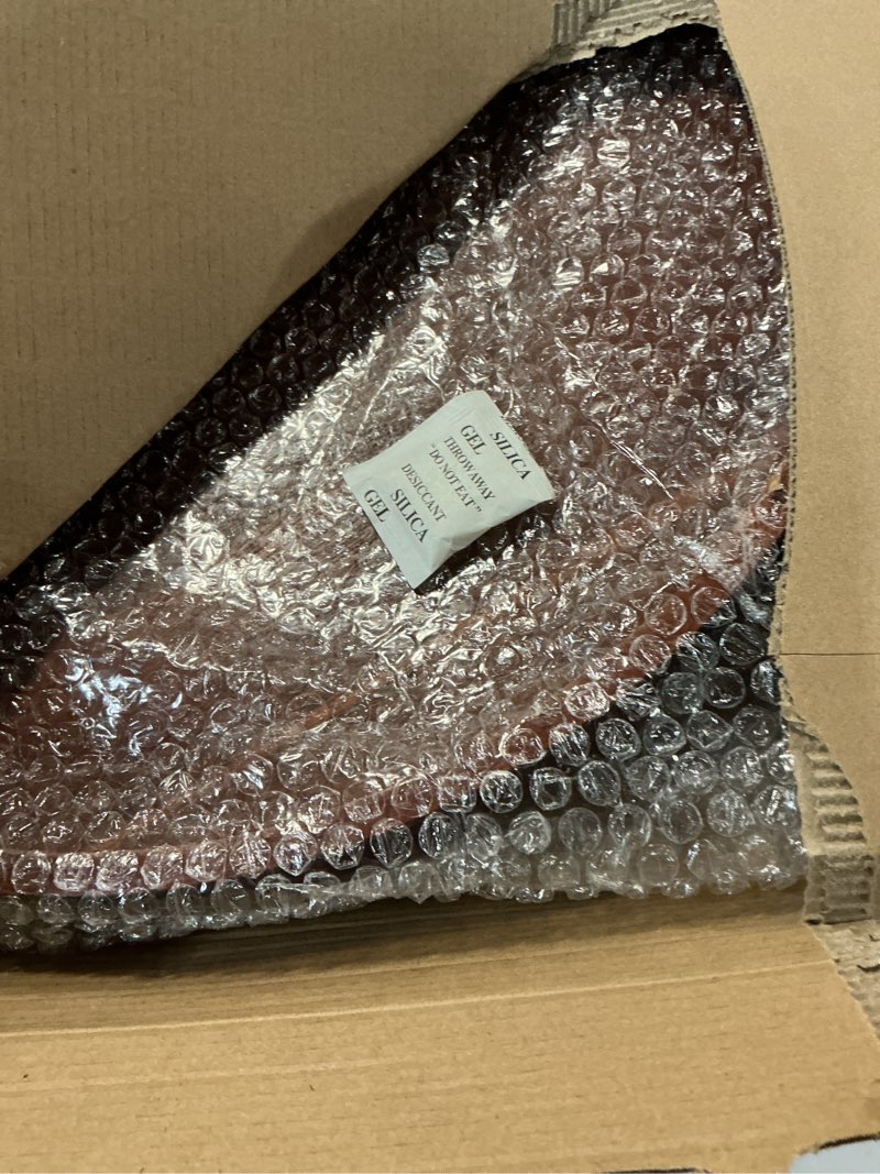 Condition photo showing As Is for 18" Acacia Wood Lazy Susan Organizer Kitchen Turntable for Cabinet Pantry Table Organization Acacia Medium Rim 18"