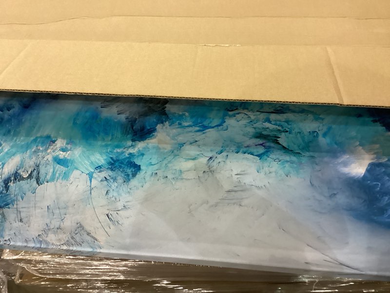 Condition photo showing Good Condition for Mofutinpo Blue Wall Art Large Canvas Art | Modern Contemporary Wall Decor for Living Room, Bedroom, and Office | Serene Blue Abstract Masterpiece | Ready-to-Hang Home Decorations Artwork for Walls 24 ×48in 48"L x 24"W BLUE