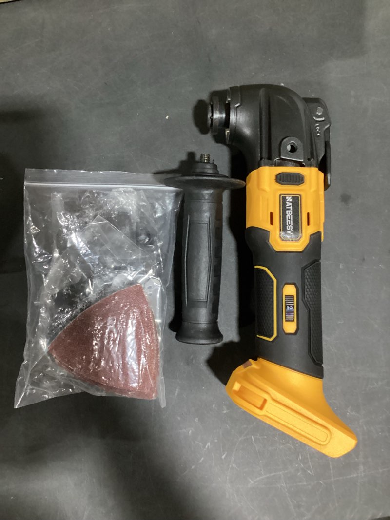 Condition photo showing Good Condition for Cordless Oscillating Multi Tool 20V Brushless,Compatible with Dewalt Battery(No Battery),6 Variable Speed 21000 OPM,Quick Blade Change,Oscillating Power Tools for Wood, Metal, Drywall Cutting Compatible with DeWalt 20v Battery