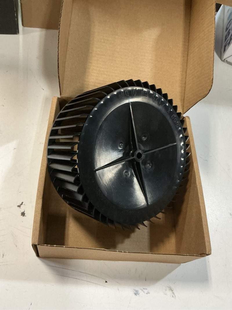 Condition photo showing New/Like New for s97009755 99110842 bathroom fan blower wheel - 5.5" w x 2.5" h x 1/4" dia - quiet, durable, easy to install - fits models 684, 684f, 2684f, 676, 676f, n676-c, 88k, 708-b, 710, 722, hd80, hd80l, 648n