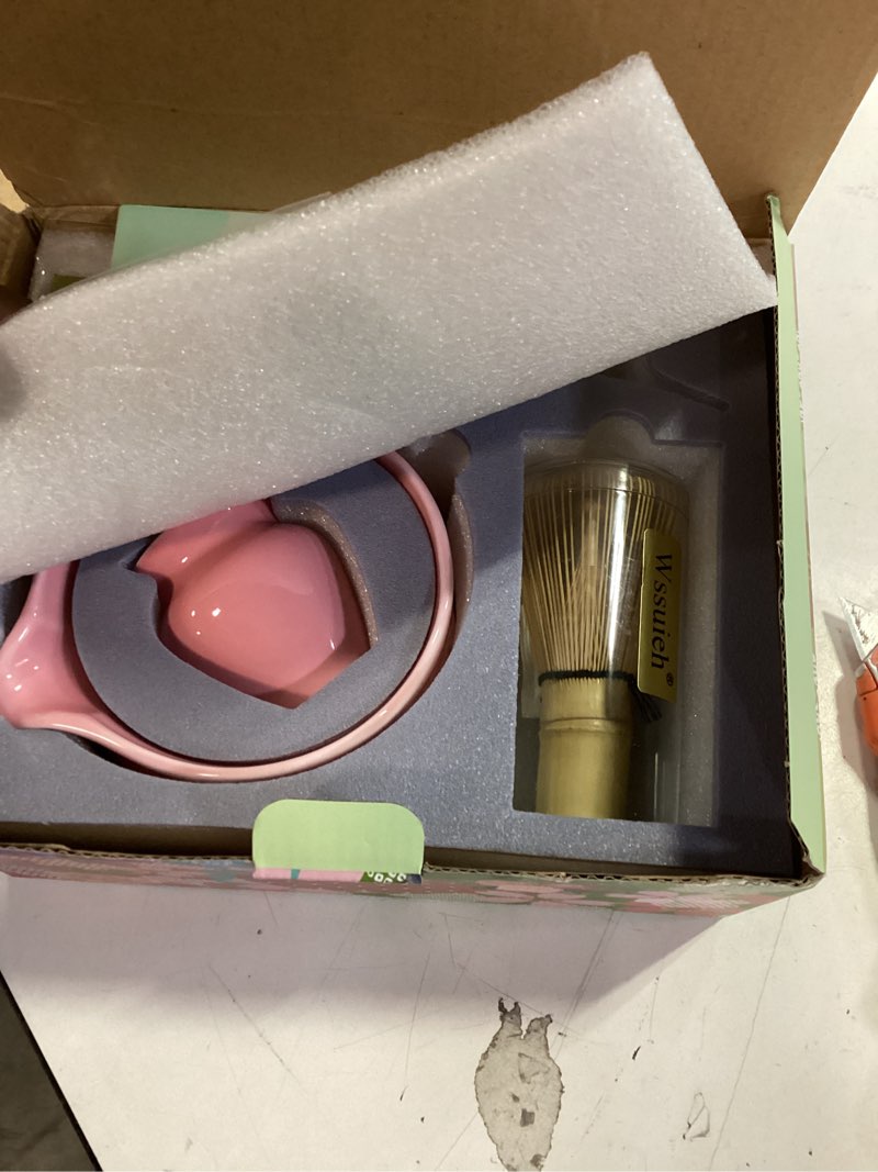 Condition photo showing New/Like New for Pink Matcha Set, 8 Pcs Complete Ceramic Matcha Making Kit with Bowl, Bamboo Whisk & Holder, Stainless Sifter, Tea Towel, Scoop & Scoop Rest
