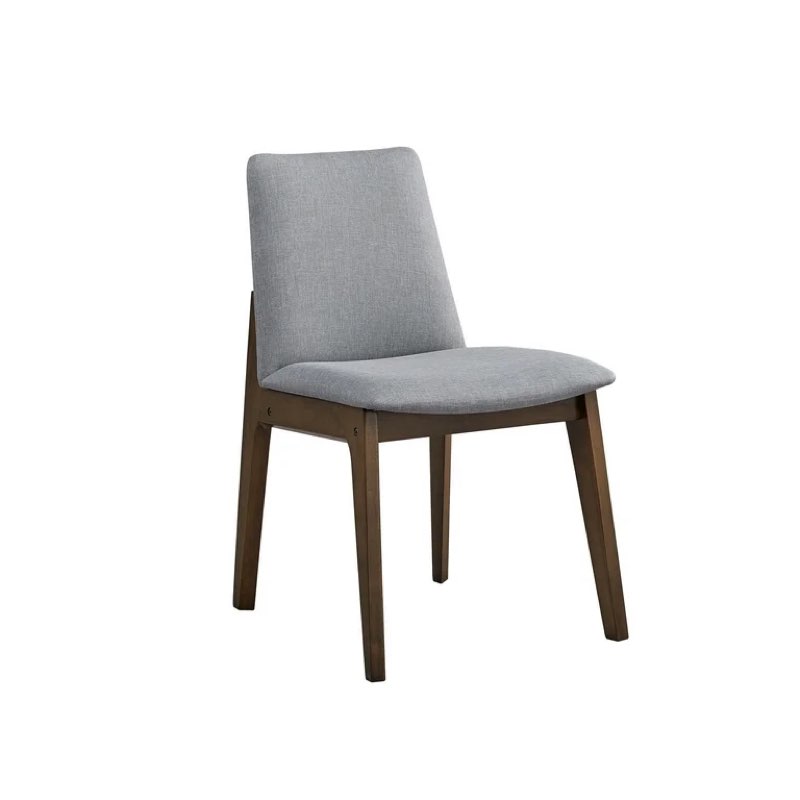 2pcs Gray Fabric Side Chairs With Walnut Finish Base - Modern Scandinavian Comfort 2 Comfortable And Style Seating