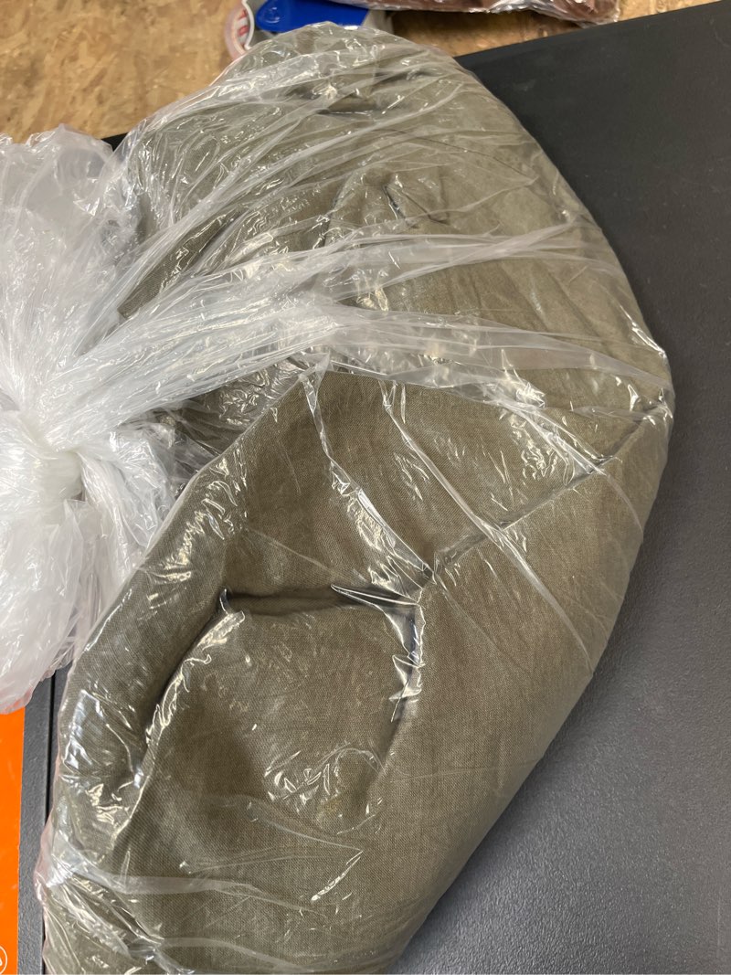 Condition photo showing Good Condition for european linen double flange duvet cover set, king/cal king, dusty olive